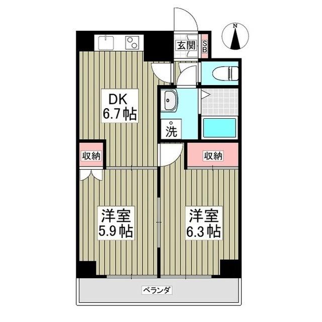 CITY PARK 光(2DK/3階)の間取り写真