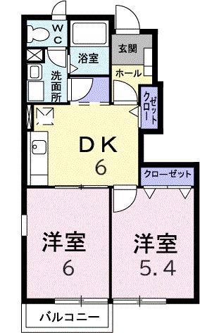 サニープレイス B 103(2DK/1階)の間取り写真