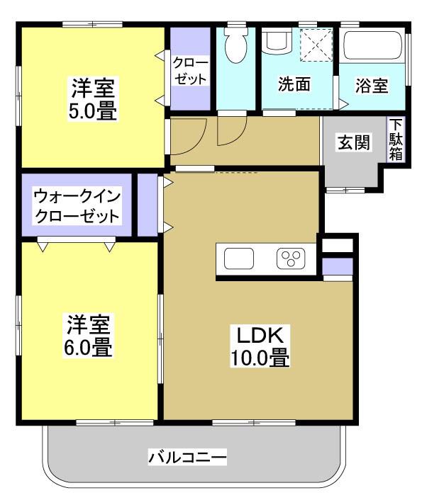 パーシモンコート(2LDK/1階)の間取り写真