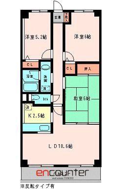 ラトアール平和台(3LDK/3階)の間取り写真