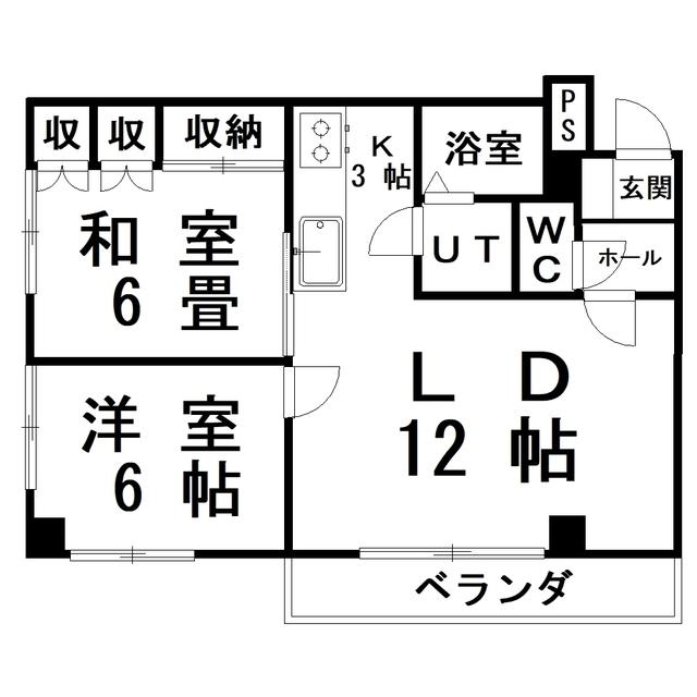 プレジデント城山(2LDK/2階)の間取り写真