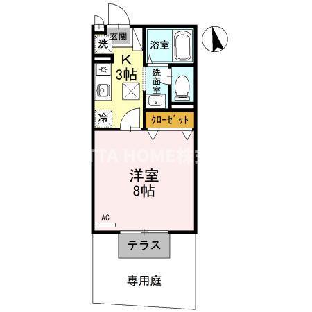RIO AONO IV号館(1K/1階)の間取り写真