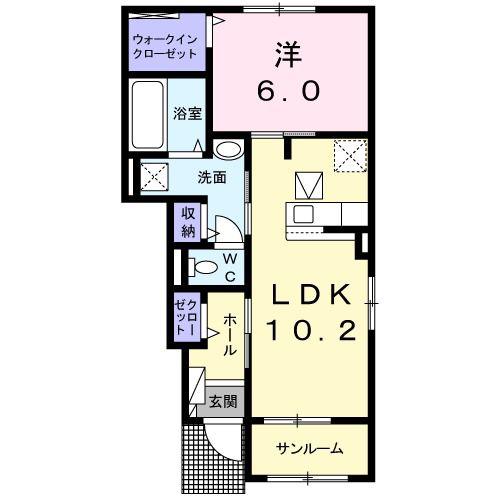 ラシエル(1LDK/1階)の間取り写真