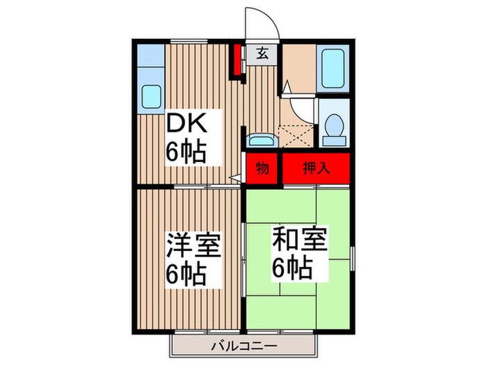 リバーハイツミヤオカ(2DK/2階)の間取り写真