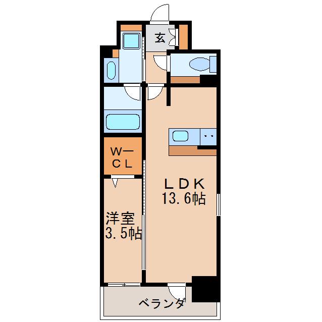 TENAS丸の内(1LDK/13階)の間取り写真