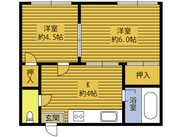 小野アパート(2K/1階)の間取り写真