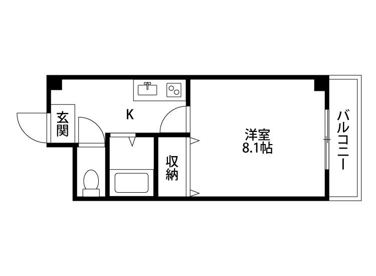 コートシャンベル(1K/2階)の間取り写真