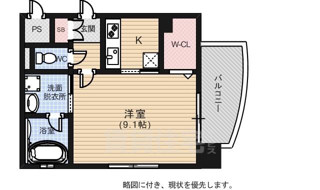 ルービンス宇品海岸(1K/10階)の間取り写真