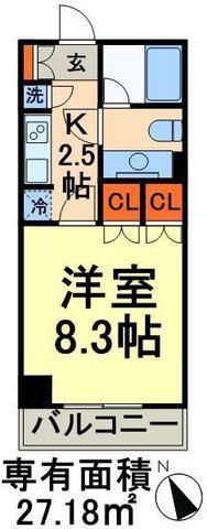 パークアクシス門前仲町(ワンルーム/11階)の間取り写真