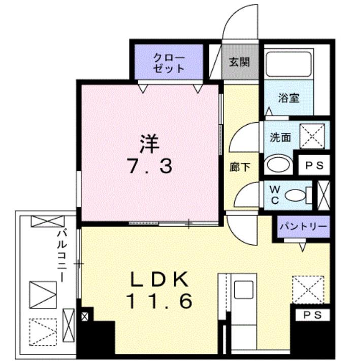 グランツ恵比寿(1LDK/2階)の間取り写真