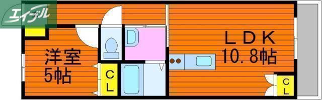 サクセション中島田(1LDK/2階)の間取り写真