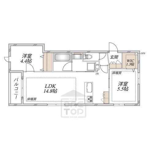 中央区上町1丁目へーベルメゾン(2LDK/3階)の間取り写真