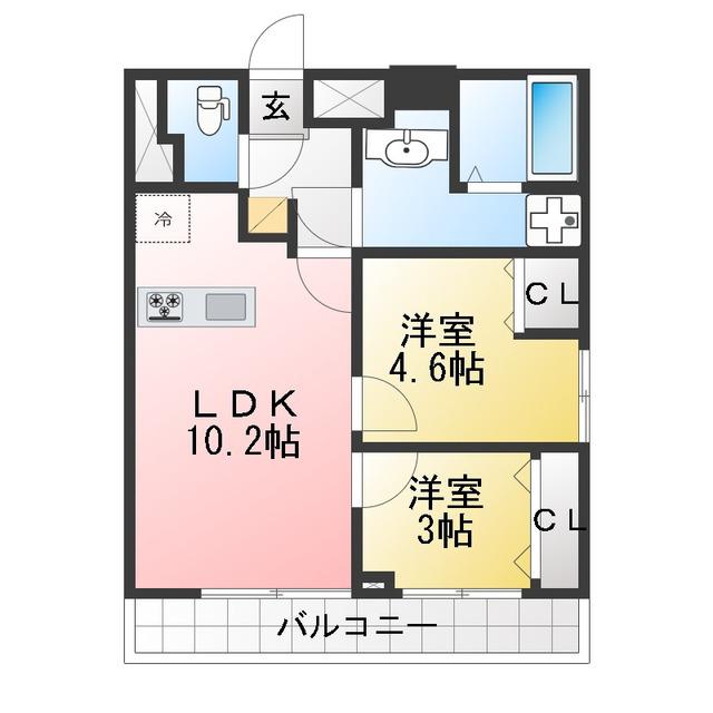 ALIVIS篠崎(2LDK/6階)の間取り写真