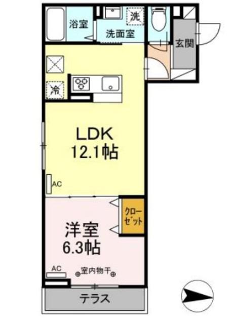 ヴィルソレイユ西荻II(1LDK/1階)の間取り写真