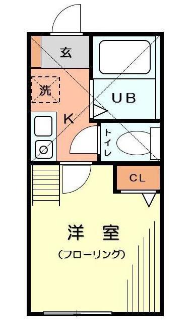 アーヴェル桜木町(1K/1階)の間取り写真