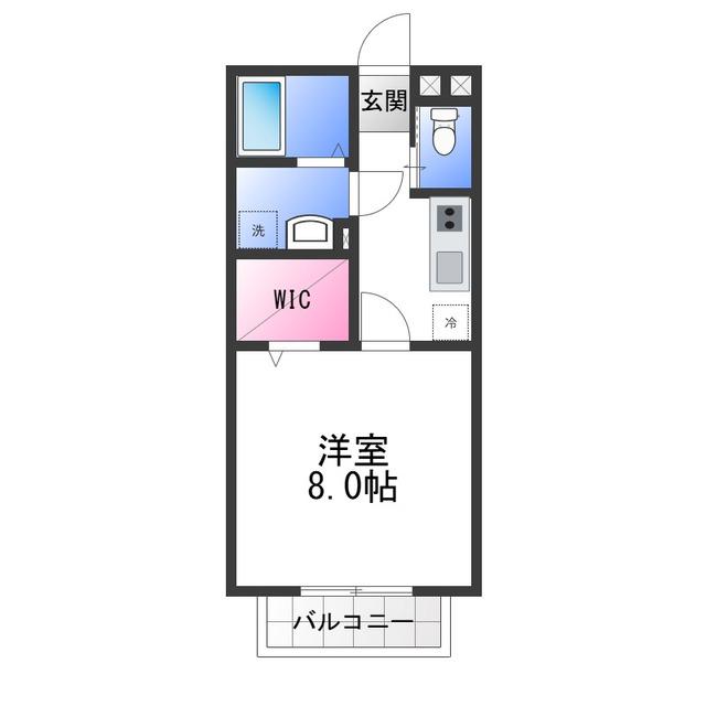 ジェンネ降井(1K/2階)の間取り写真