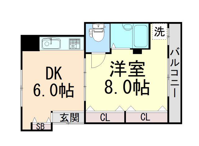城内通3丁目住居(1DK/2階)の間取り写真