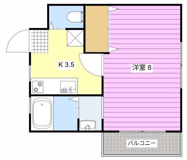 ハイツサハラ(1K/3階)の間取り写真