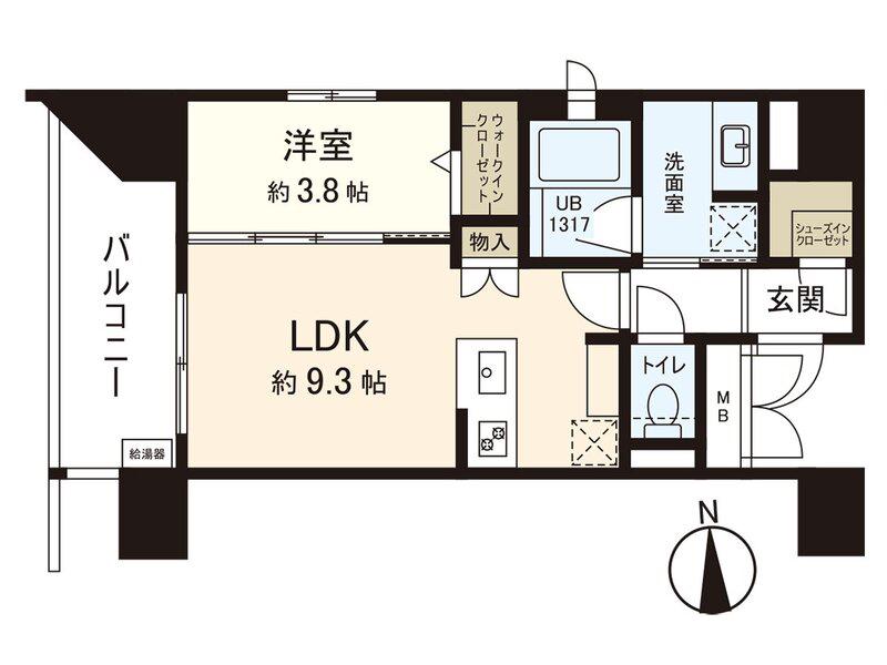 シーズンフラッツ仙台鉄砲町(1LDK/2階)の間取り写真