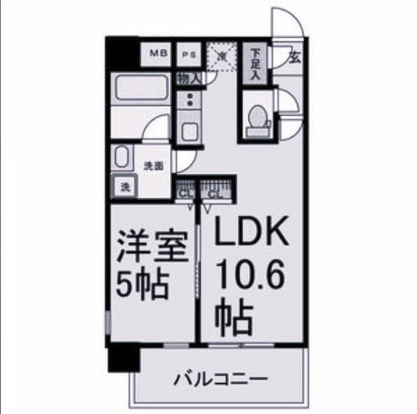 プレミアム浅間町(1LDK/3階)の間取り写真