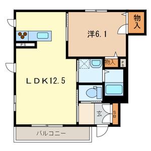 マンション鷹の巣 E棟(1LDK/1階)の間取り写真