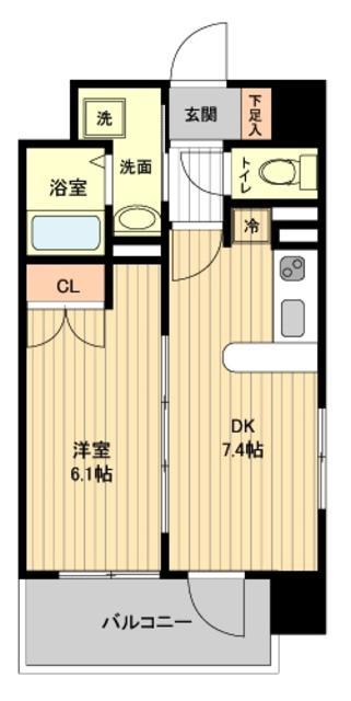 レジディア仙台原ノ町(1DK/4階)の間取り写真