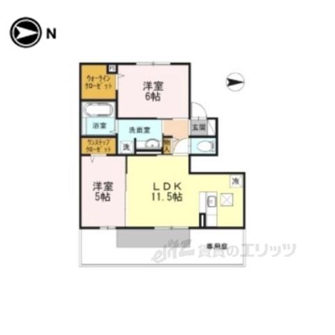 グランデュオⅠ(2LDK/1階)の間取り写真