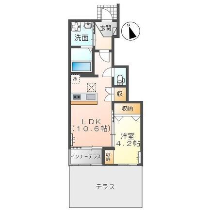 カーサ・デ・アモール(1LDK/1階)の間取り写真
