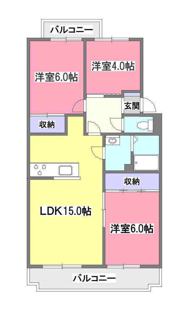 エスポワールTIマンション(3LDK/1階)の間取り写真