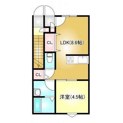 EARL`S COURT下泉(1LDK/1階)の間取り写真