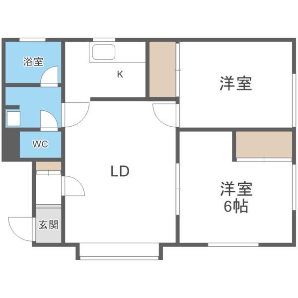 ウエストパーク(2LDK/2階)の間取り写真