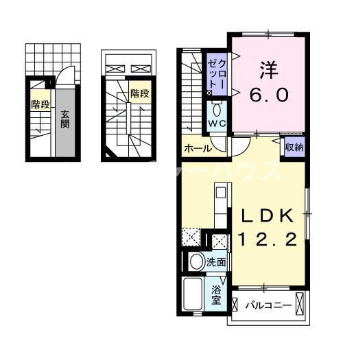 イーストコートII(1LDK/3階)の間取り写真