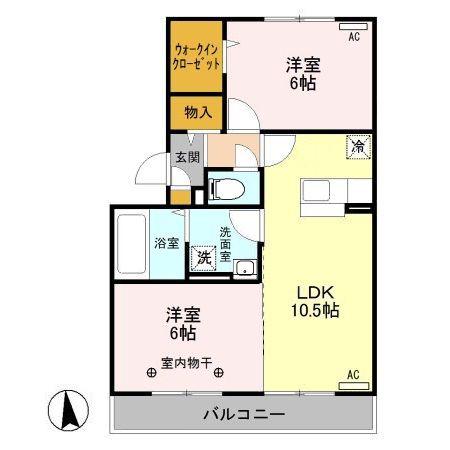レーブ中泉(2LDK/3階)の間取り写真