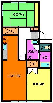 リバーサイド壱番館(2LDK/2階)の間取り写真
