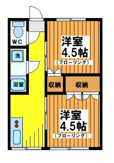 コーポ千代荘(2K/2階)の間取り写真