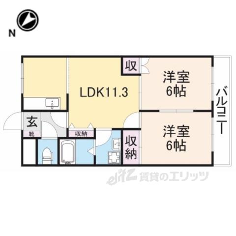 コーポ昴(2LDK/2階)の間取り写真