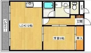 メジェーム住吉(1LDK/3階)の間取り写真