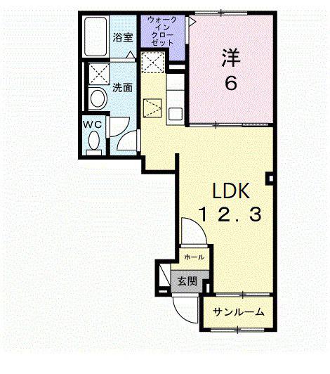 メゾン 二十二夜(1LDK/1階)の間取り写真