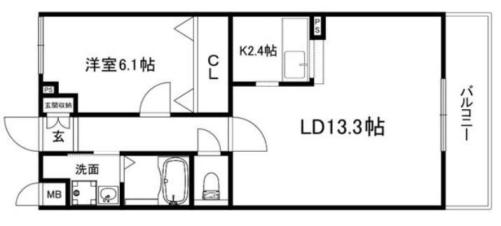 ブリックヤード(1LDK/2階)の間取り写真
