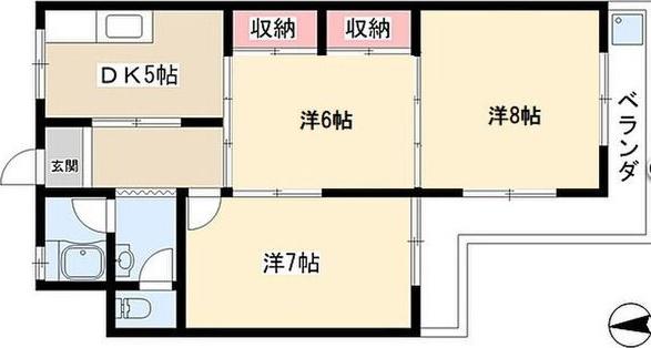 日ノ宮コーポラス(2LDK/4階)の間取り写真