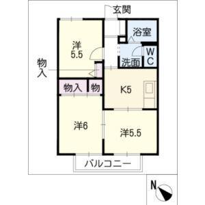 ディアス花水木 A棟(3DK/1階)の間取り写真