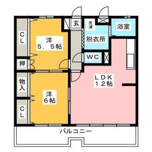 ルーチェ(2LDK/2階)の間取り写真