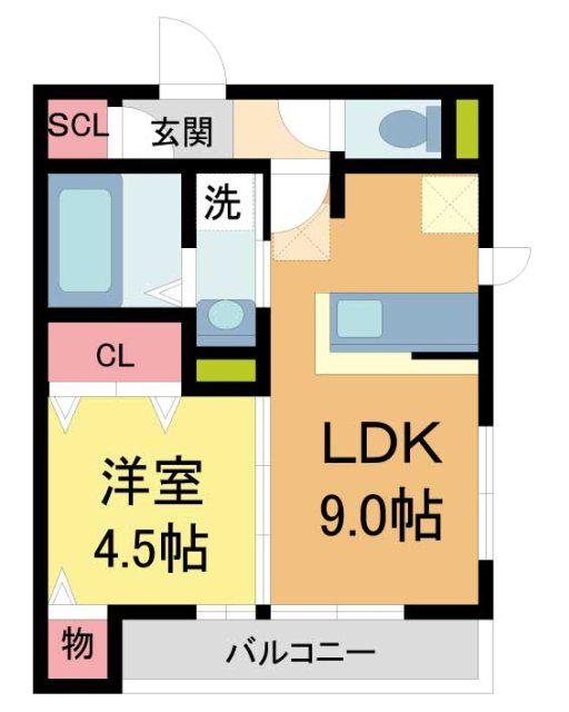 D-ROOM石橋(1LDK/1階)の間取り写真