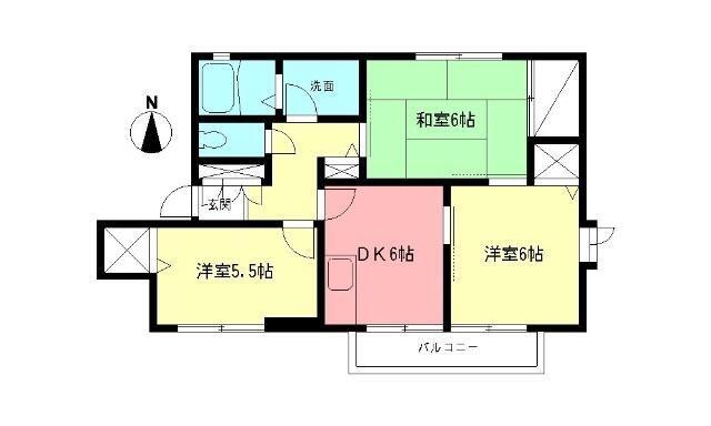 パークヒルズB(3DK/1階)の間取り写真