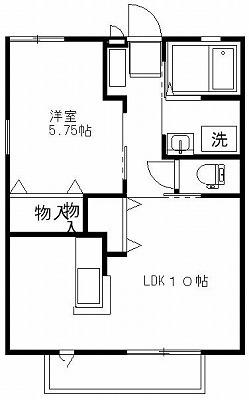 Kヒノデパナハイツ(1LDK/1階)の間取り写真