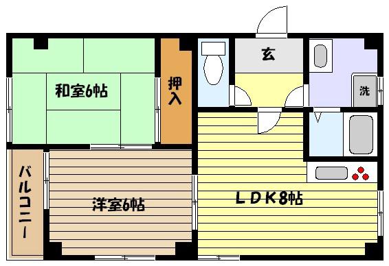 グレイスコート(2LDK/2階)の間取り写真