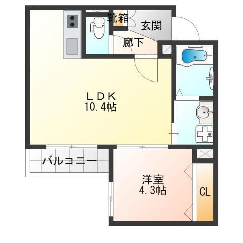 SFIDA天王寺南(1LDK/1階)の間取り写真