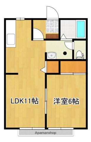 サンガーデン小松C棟(1LDK/2階)の間取り写真