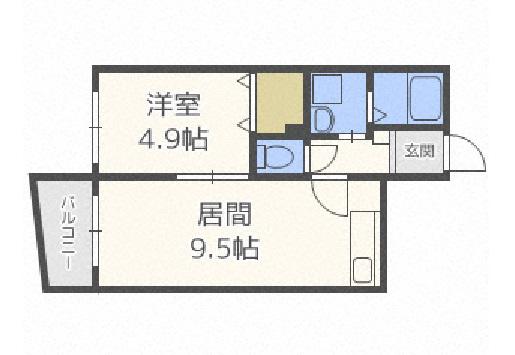 ディスティニー(1LDK/4階)の間取り写真