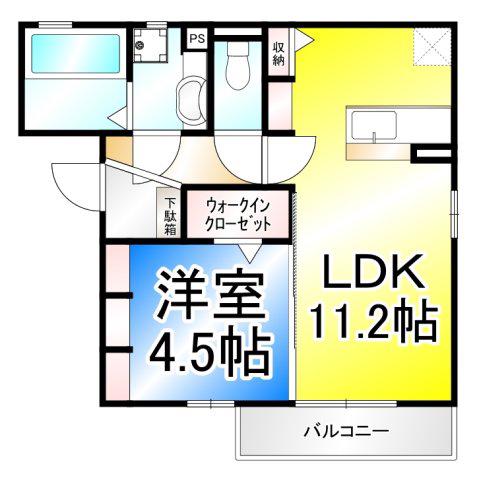 セジュール中越(1LDK/1階)の間取り写真
